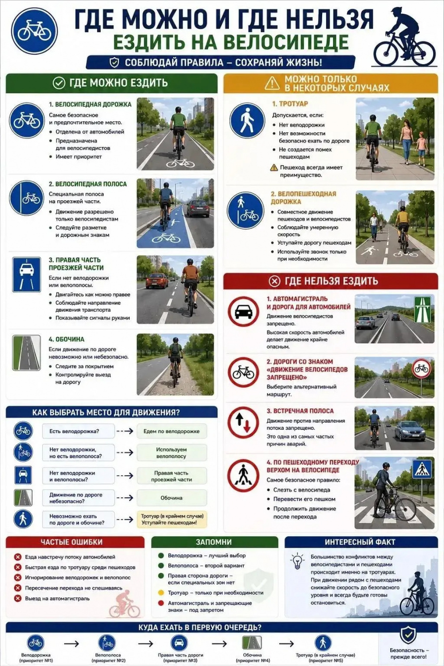 Где можно и где нельзя ездить на велосипеде